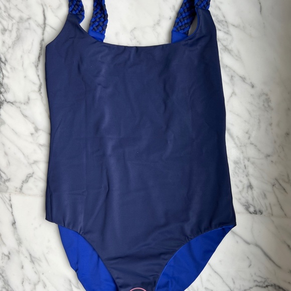 LAFAYETTE 148 Braided Strap Reversible One-piece Swimsuit In Lapis Blue, XS, NEW - Picture 3 of 6